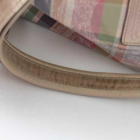 Coach Poppy Daisy Signature Madras Plaid Print Pink Rocker 2-Way Tote Bag Gold - Picture 13 of 13